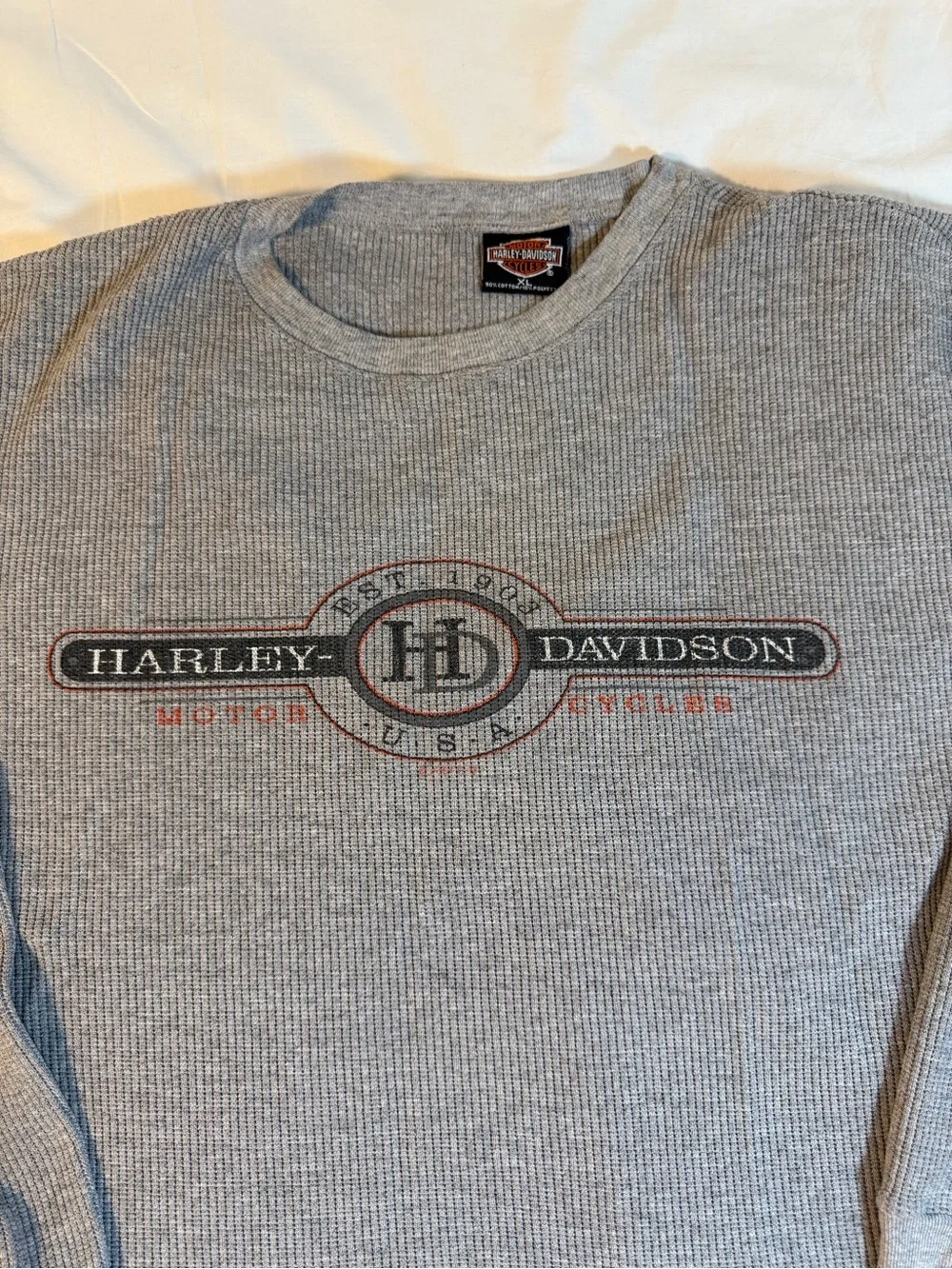 Harley-Davidson Men's Gray Long-Sleeve Thermal Shirt